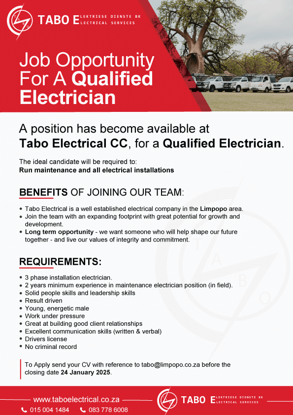 Tabo Electrical Job Opening 2